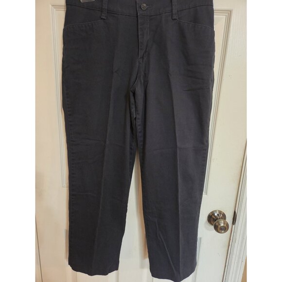 LEE Pants Womens 12 PETITE Khaki Pants Relaxed Fit At Waist Navy Blue Mid Rise - Picture 1 of 7